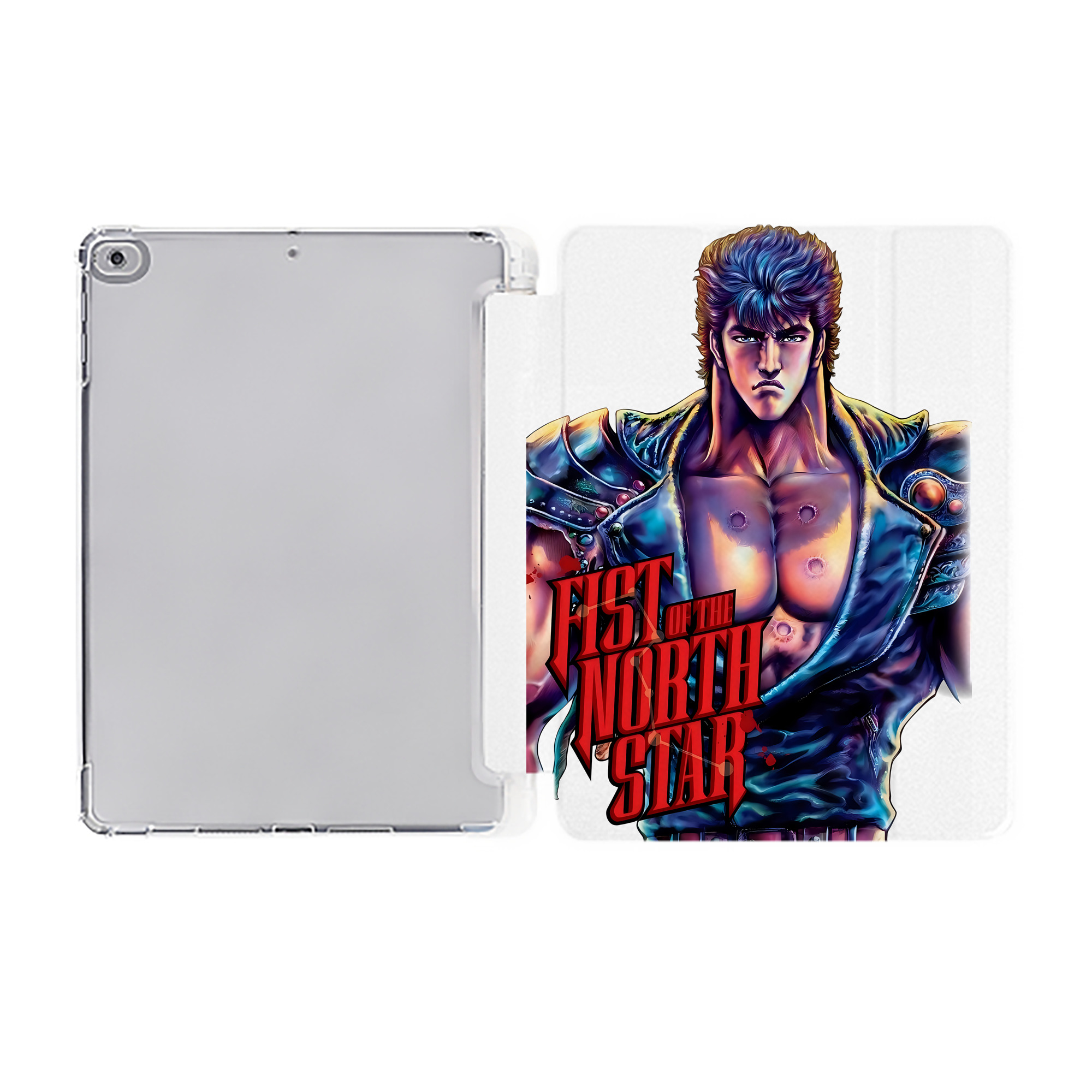 （画像用） 北斗の拳 Fist of the North Star IPad ケース ペン収納付き 三つ折りスタンド PUレザー×シリコン 対応機種9.5/10.5/10.9インチ